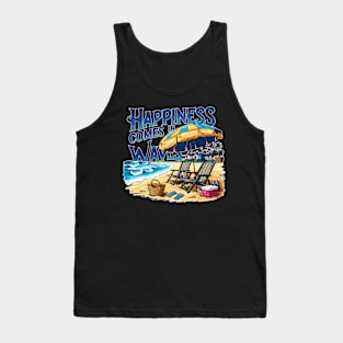 Happiness comes in waves, fun summer vacation travel memes tee Tank Top